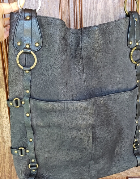 g Series by Cole Haan charcoal black leather shoulder bag - Picture 3 of 6